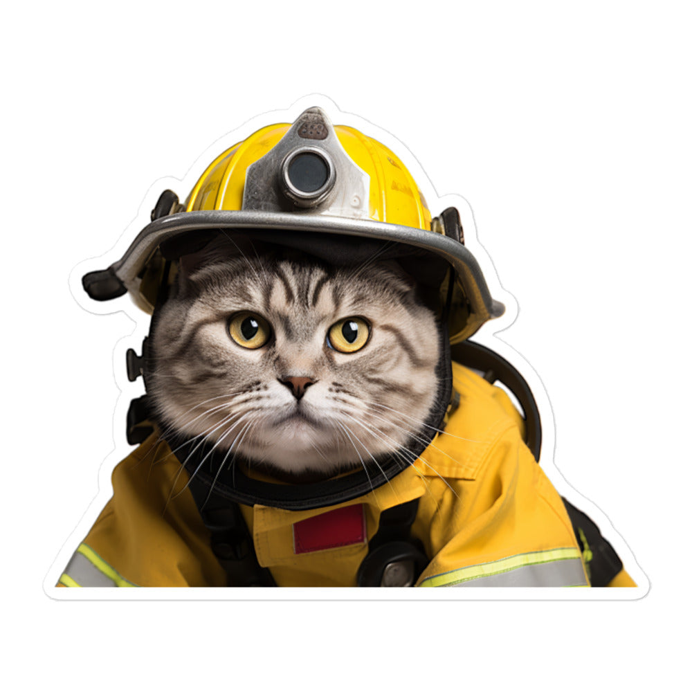 American Shorthair Firefighter Sticker - Stickerfy.ai