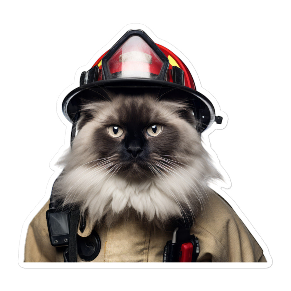 Birman Firefighter Sticker - Stickerfy.ai