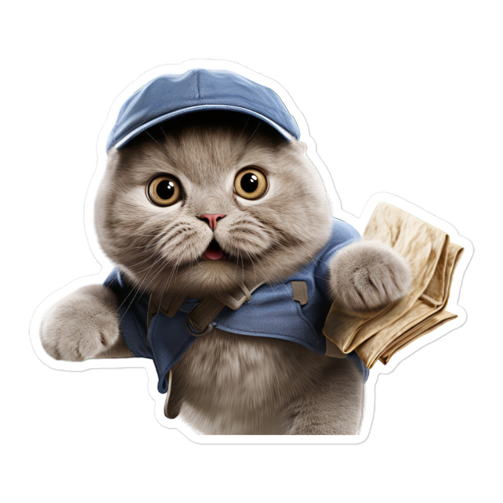 Scottish Fold Mail Carrier Sticker - Stickerfy.ai