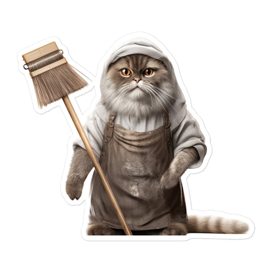 Scottish Fold Janitor Sticker - Stickerfy.ai