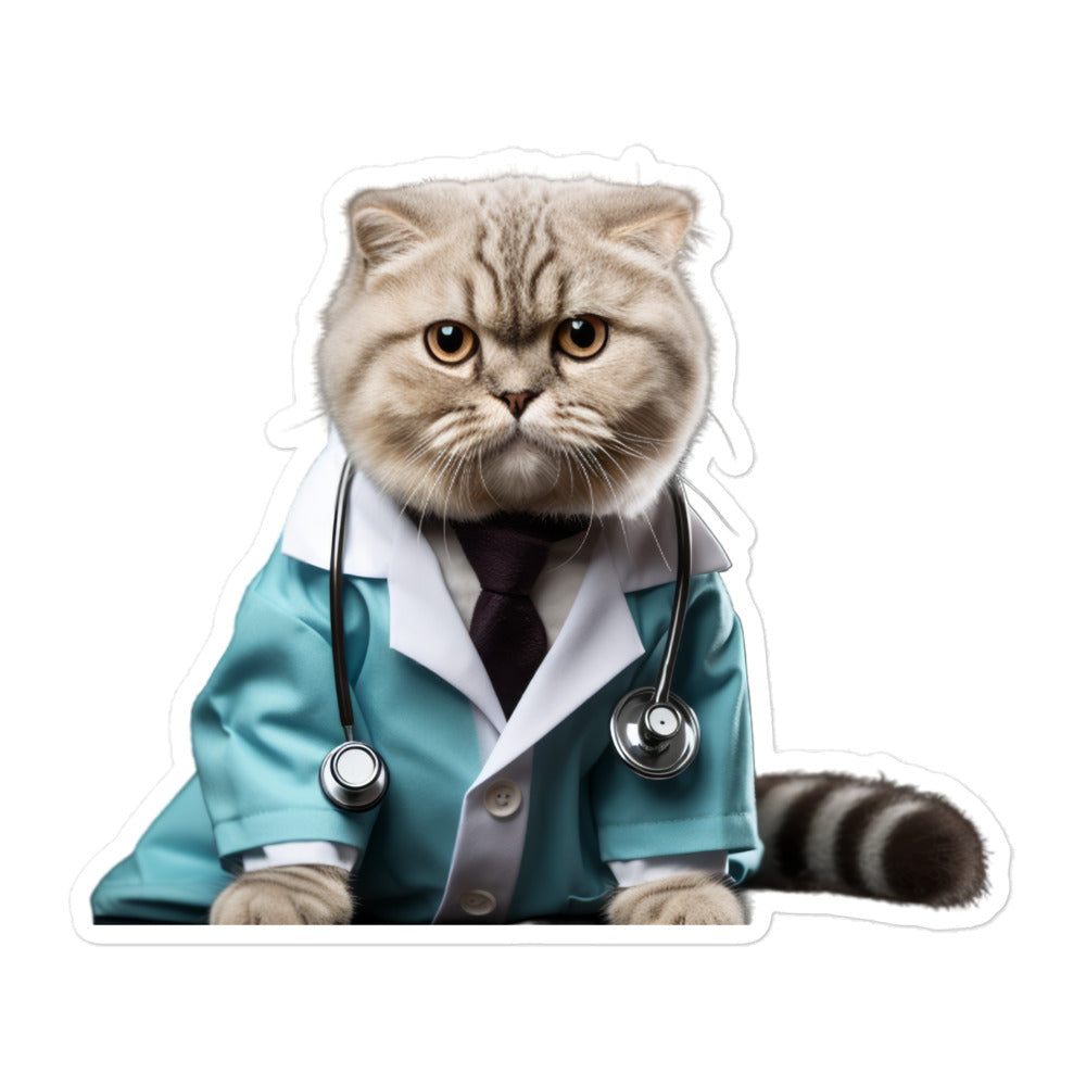 Scottish Fold Doctor Sticker - Stickerfy.ai