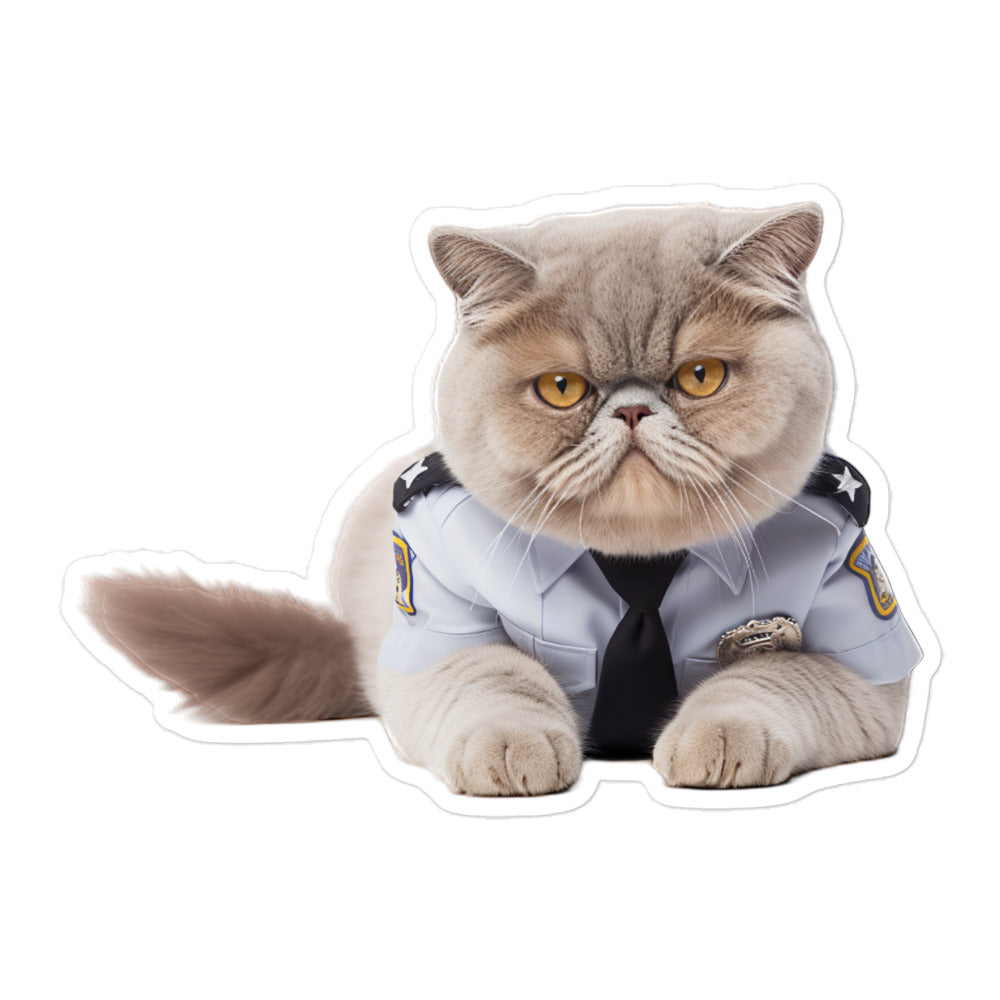 Exotic Shorthair Security Officer Sticker - Stickerfy.ai