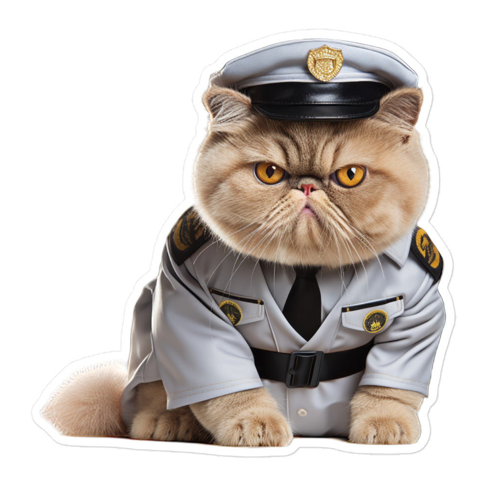 Exotic Shorthair Security Officer Sticker - Stickerfy.ai