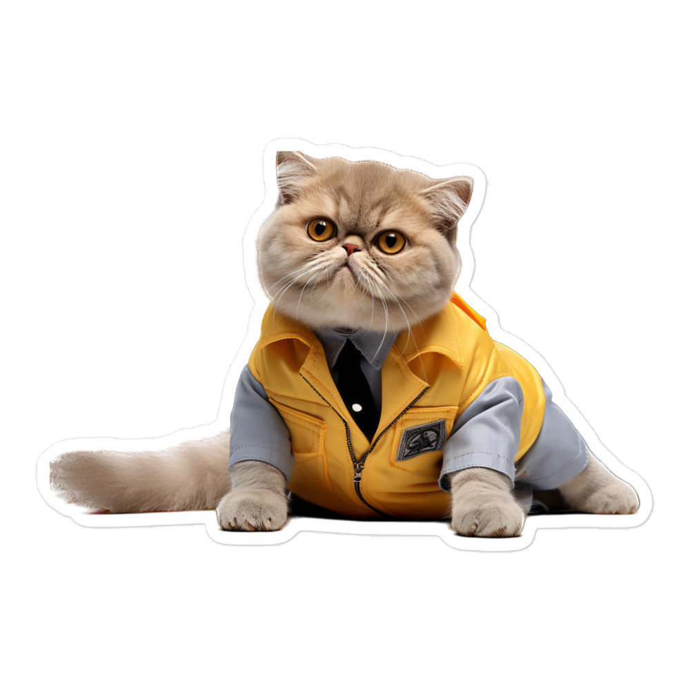 Exotic Shorthair Security Officer Sticker - Stickerfy.ai