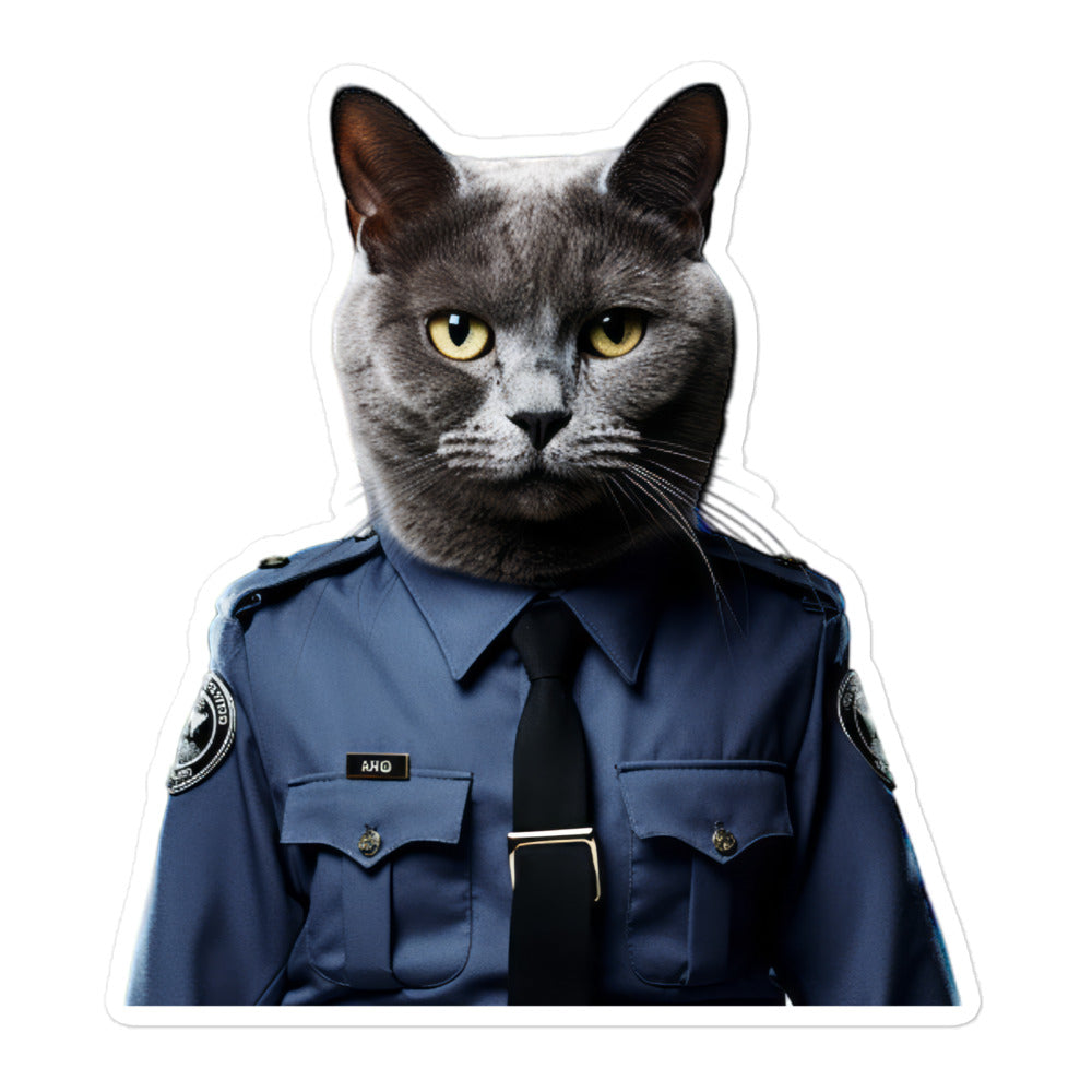 Russian Blue Security Officer Sticker - Stickerfy.ai