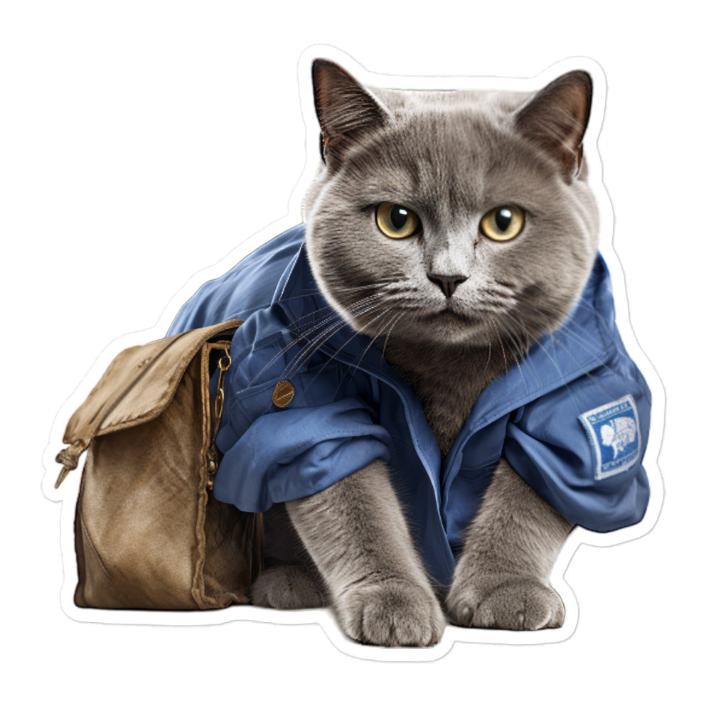 Russian Blue Mail Carrier Sticker - Stickerfy.ai