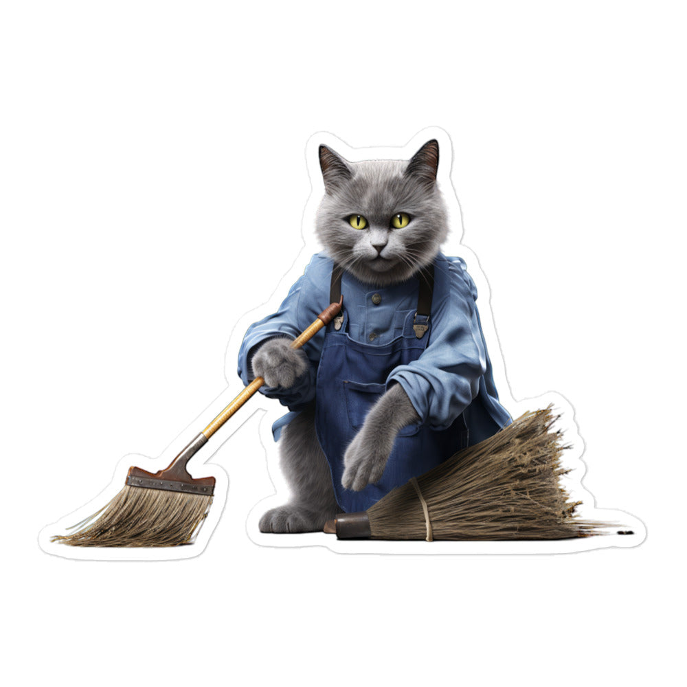 Russian Blue Janitor Sticker - Stickerfy.ai