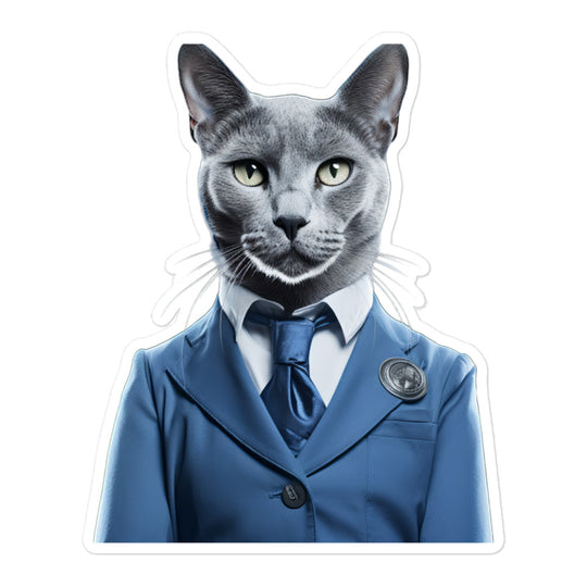 Russian Blue Hotel Staff Sticker - Stickerfy.ai