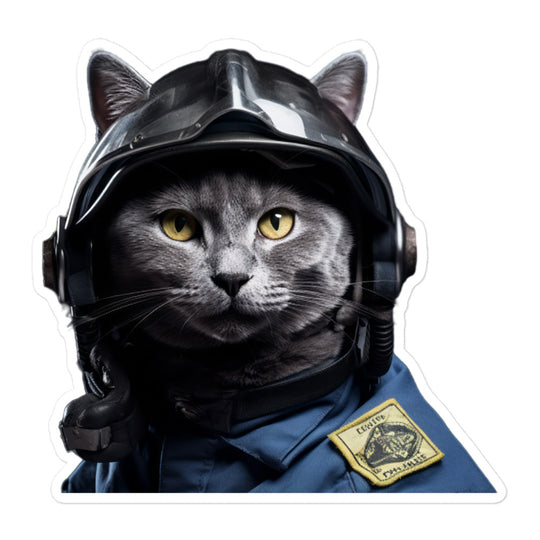 Russian Blue Firefighter Sticker - Stickerfy.ai