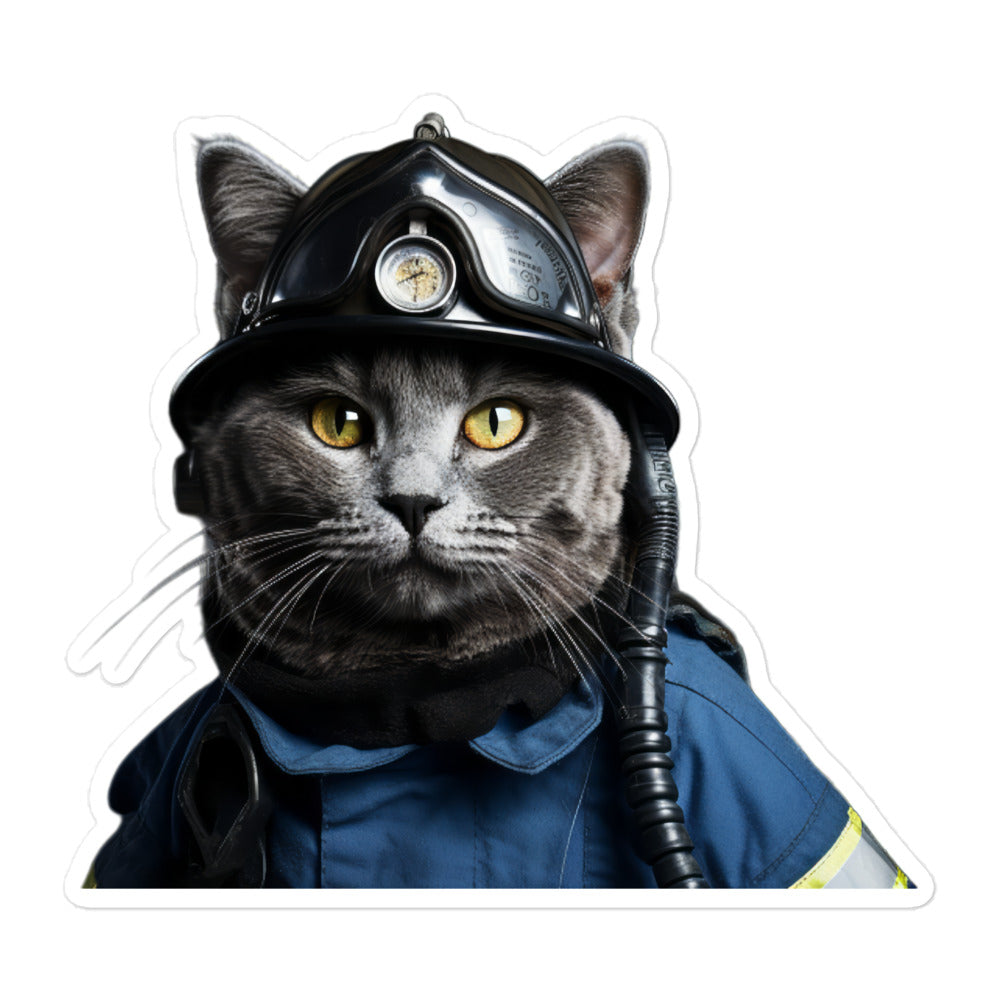 Russian Blue Firefighter Sticker - Stickerfy.ai