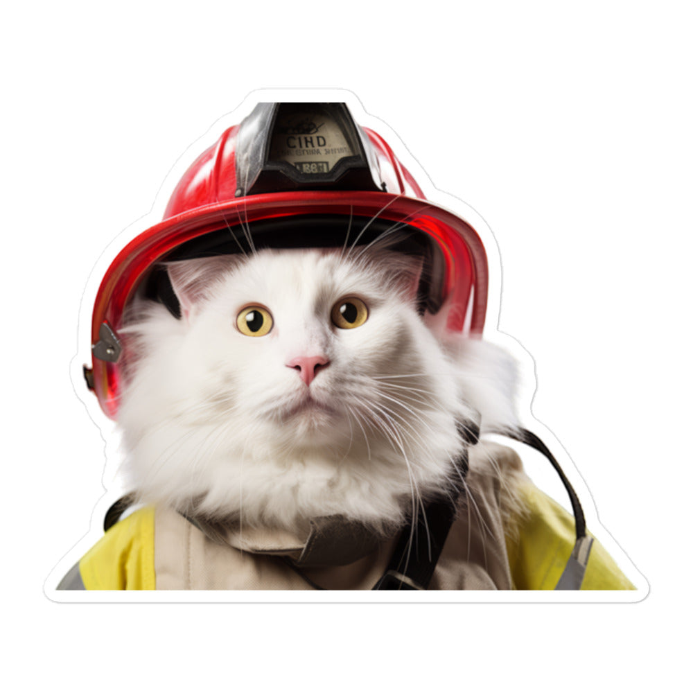 Turkish Van Firefighter Sticker - Stickerfy.ai