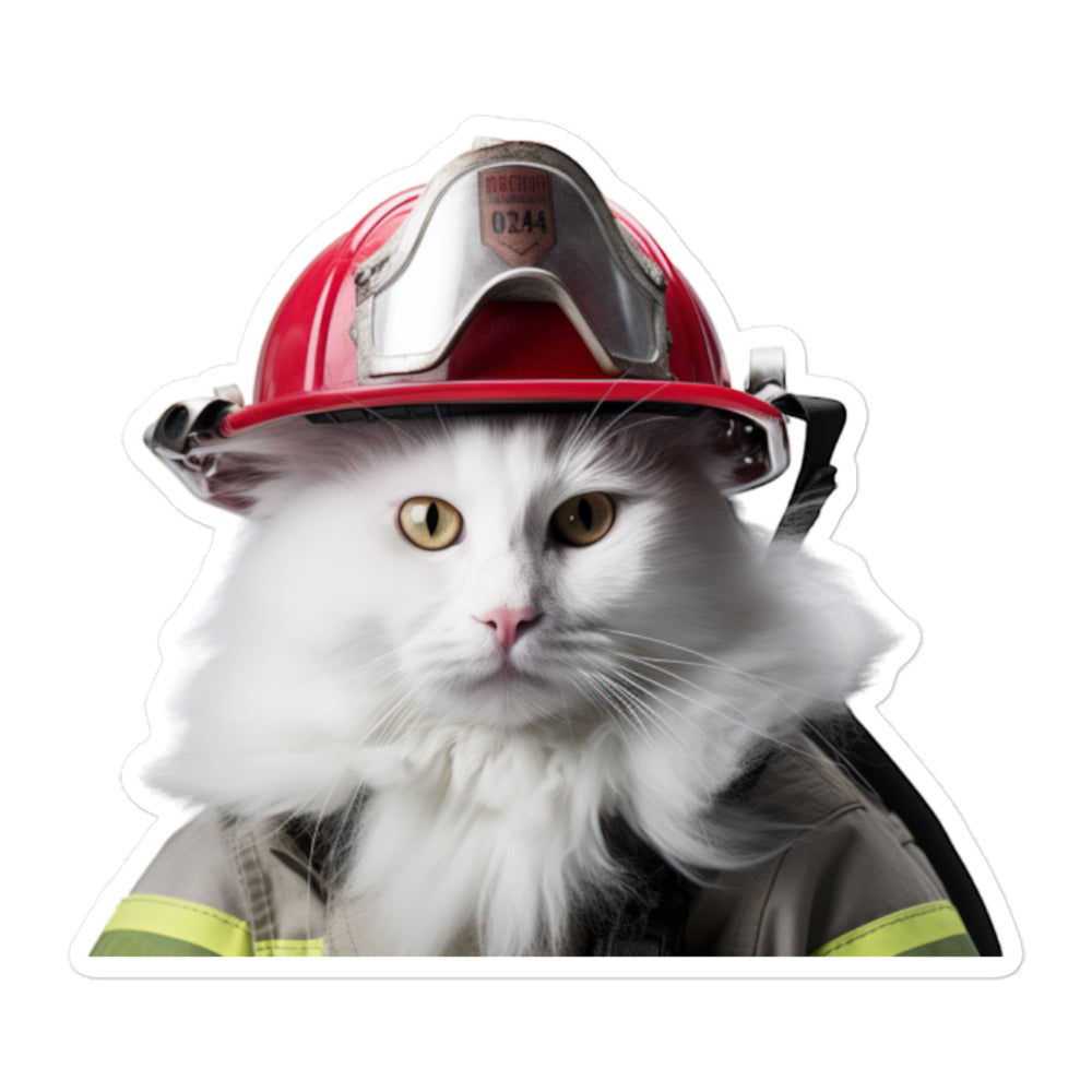 Turkish Van Firefighter Sticker - Stickerfy.ai