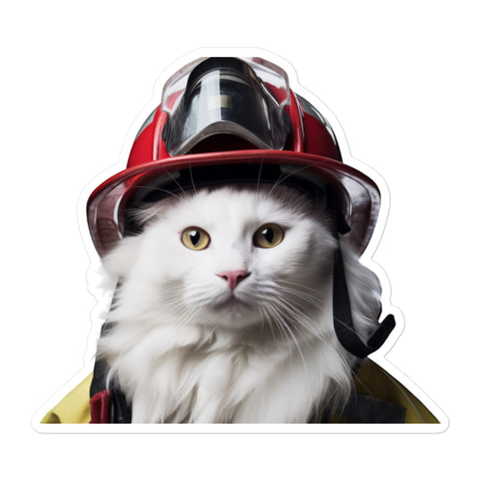 Turkish Van Firefighter Sticker - Stickerfy.ai