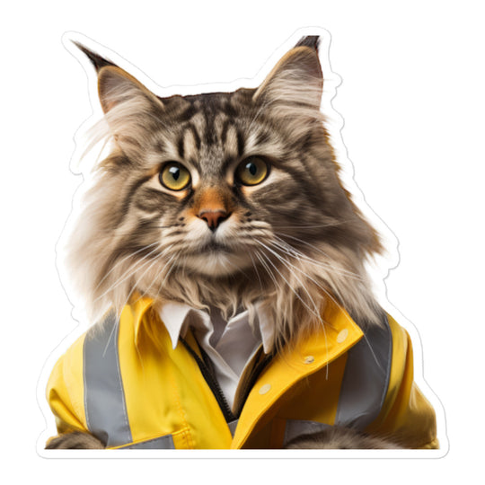 Maine Coon Transit Operator Sticker - Stickerfy.ai