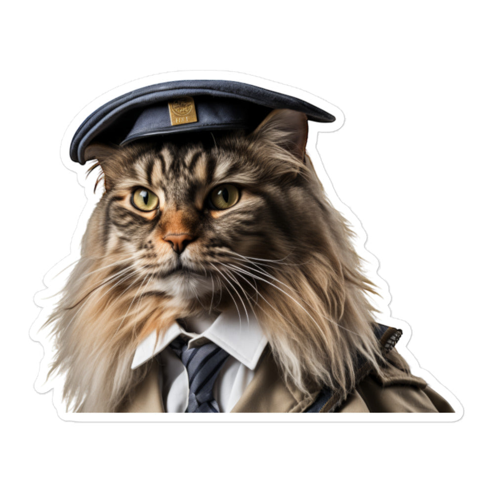 Maine Coon Transit Operator Sticker - Stickerfy.ai