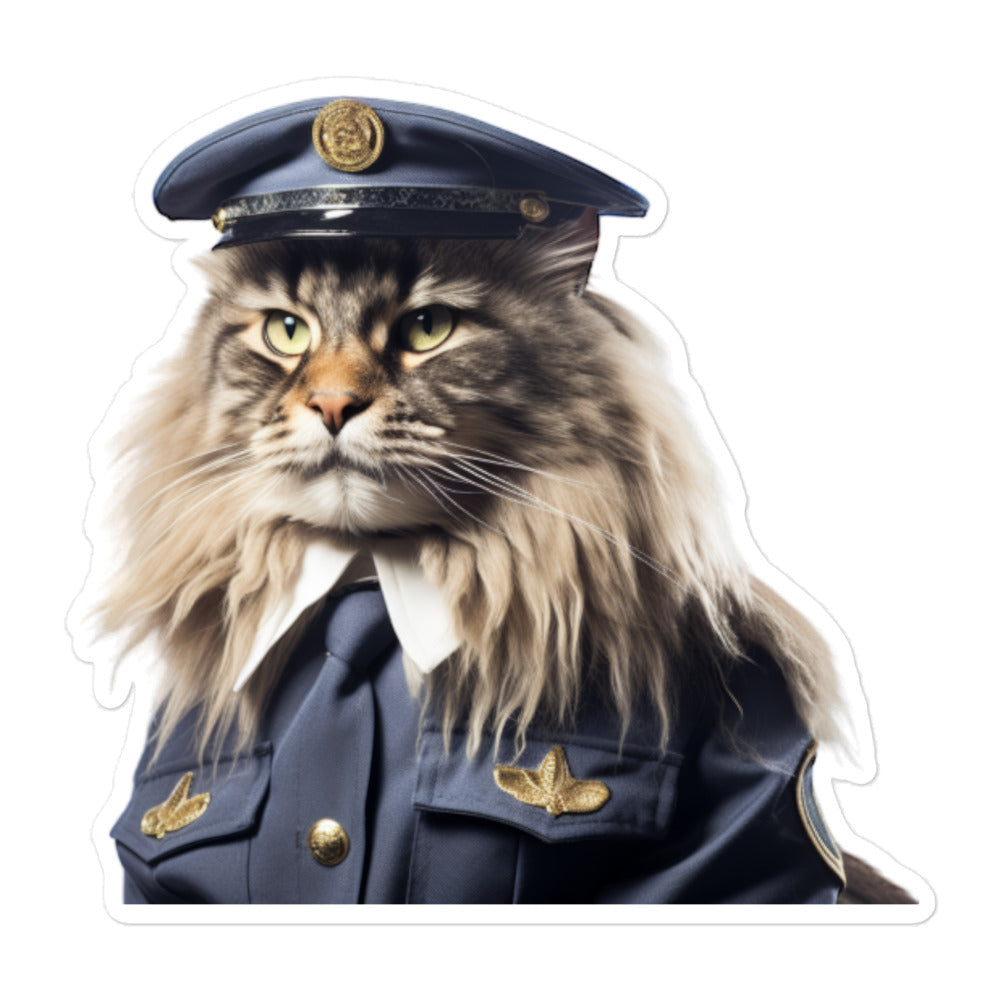 Maine Coon Security Officer Sticker - Stickerfy.ai