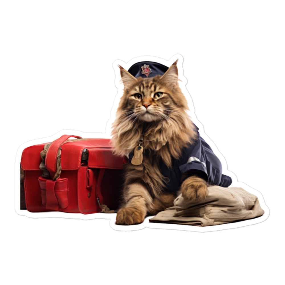 Maine Coon Mail Carrier Sticker - Stickerfy.ai