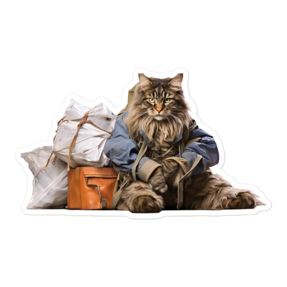 Maine Coon Mail Carrier Sticker - Stickerfy.ai