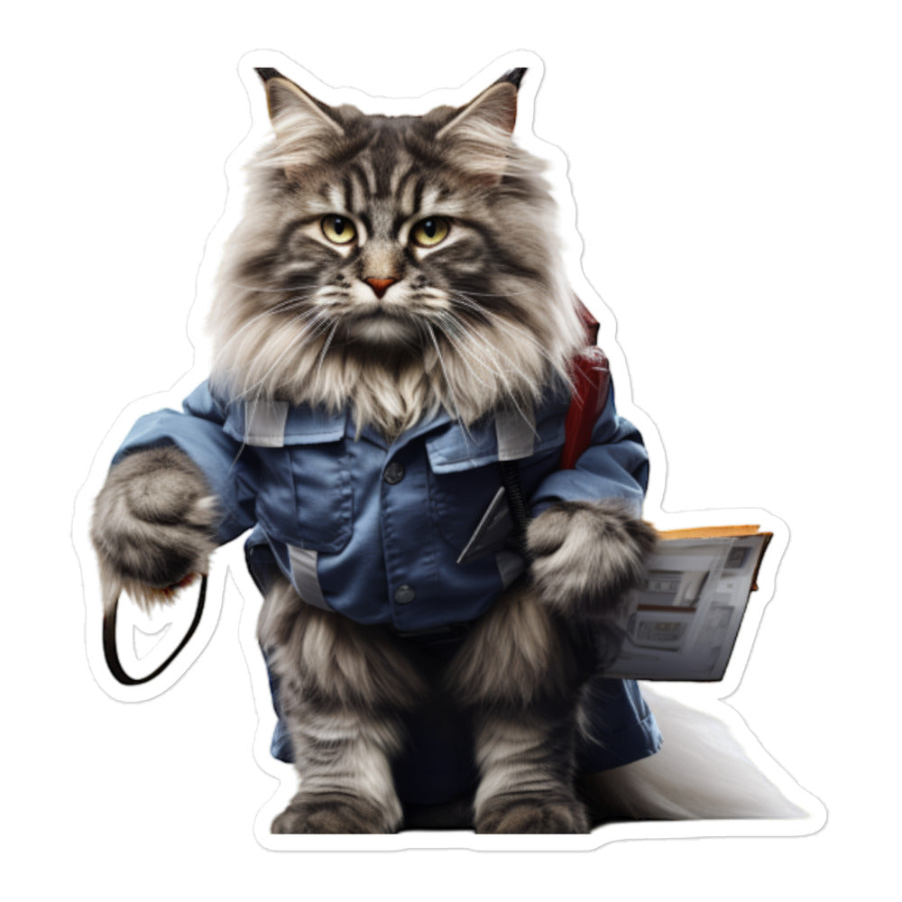 Maine Coon Mail Carrier Sticker - Stickerfy.ai