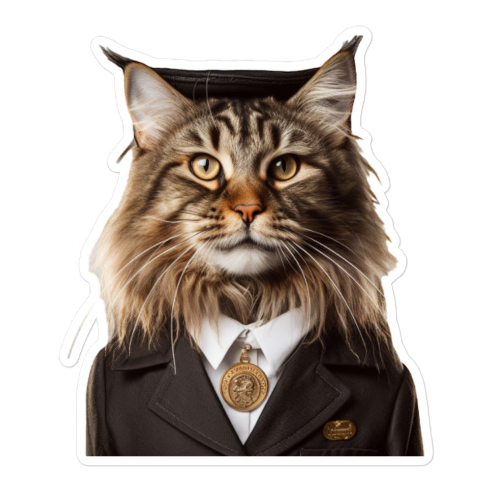 Maine Coon Hotel Staff Sticker - Stickerfy.ai