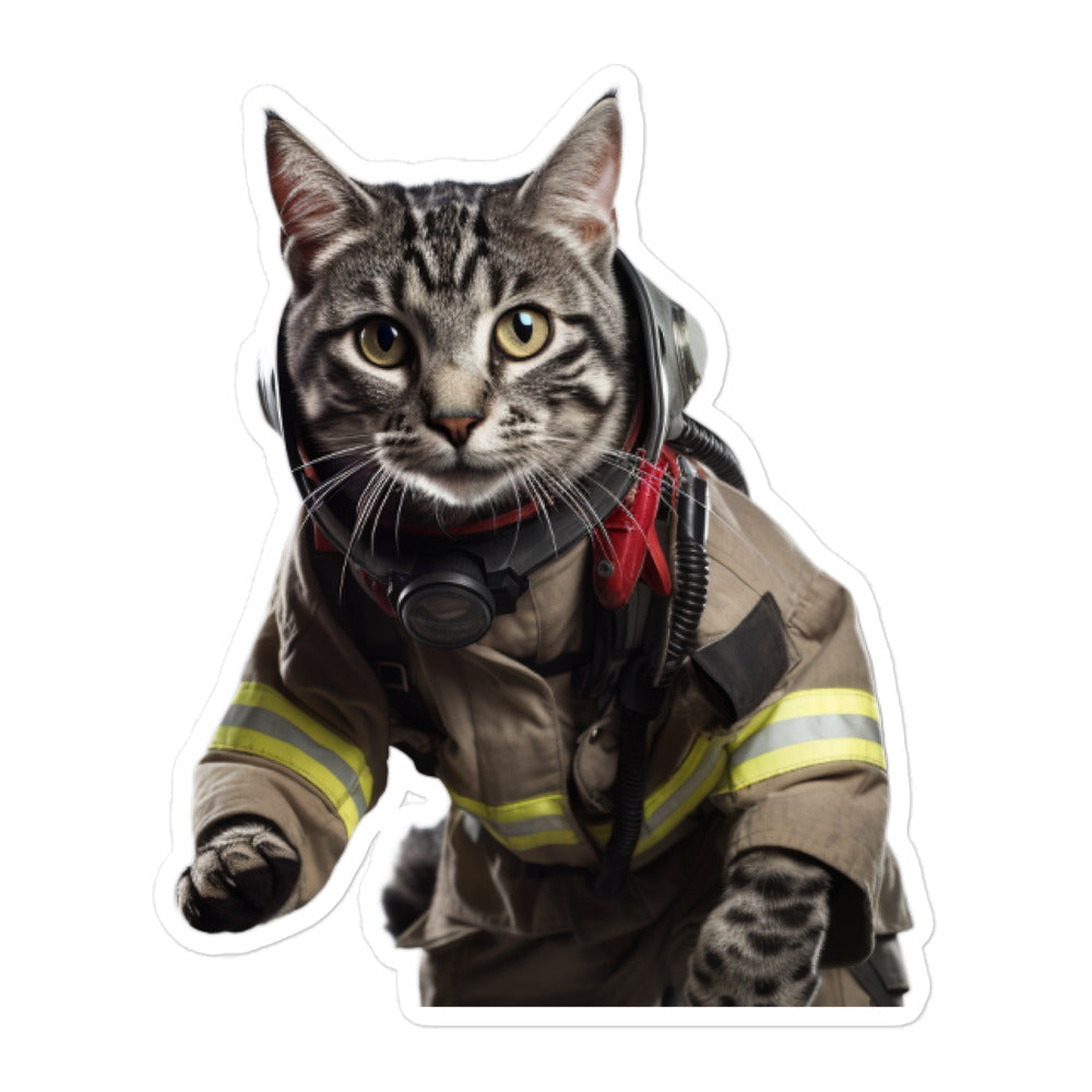 Egyptian Mau Firefighter Sticker - Stickerfy.ai