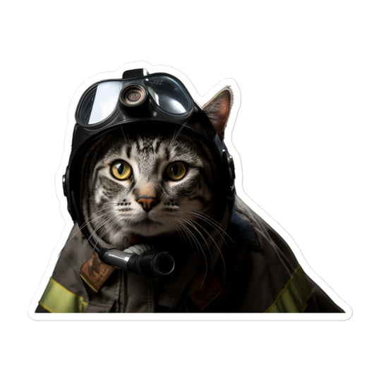 Egyptian Mau Firefighter Sticker - Stickerfy.ai