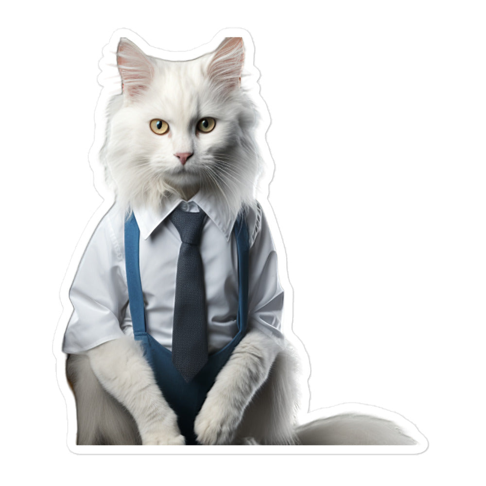 Turkish Angora Student Sticker - Stickerfy.ai