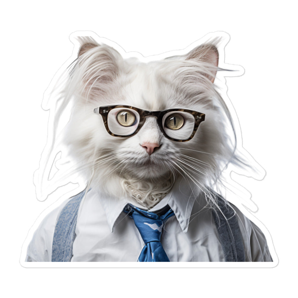 Turkish Angora Student Sticker - Stickerfy.ai