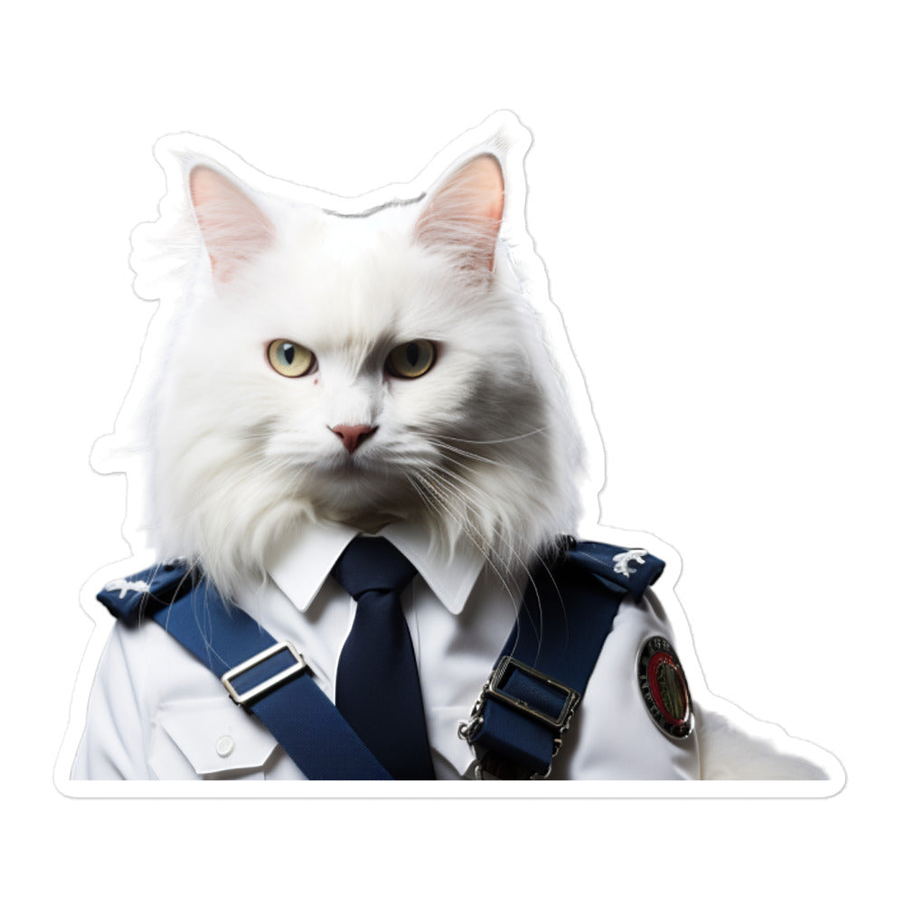 Turkish Angora Security Officer Sticker - Stickerfy.ai