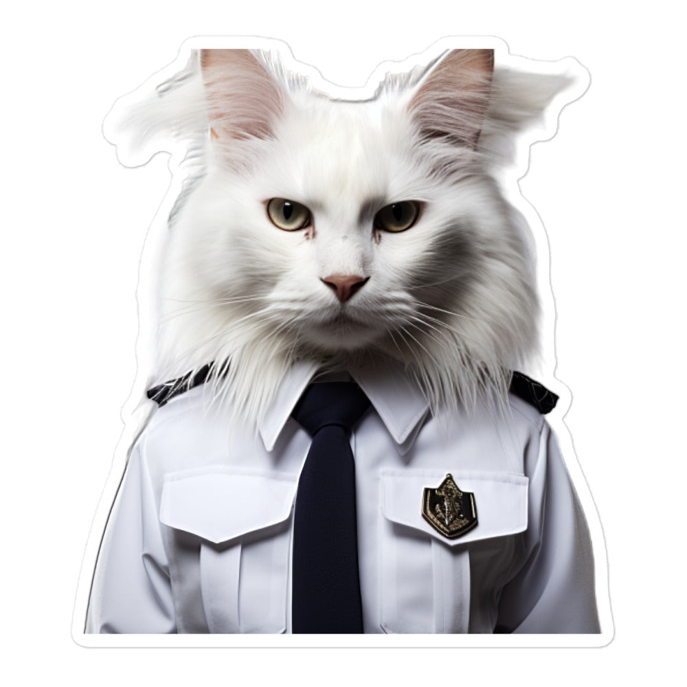 Turkish Angora Security Officer Sticker - Stickerfy.ai
