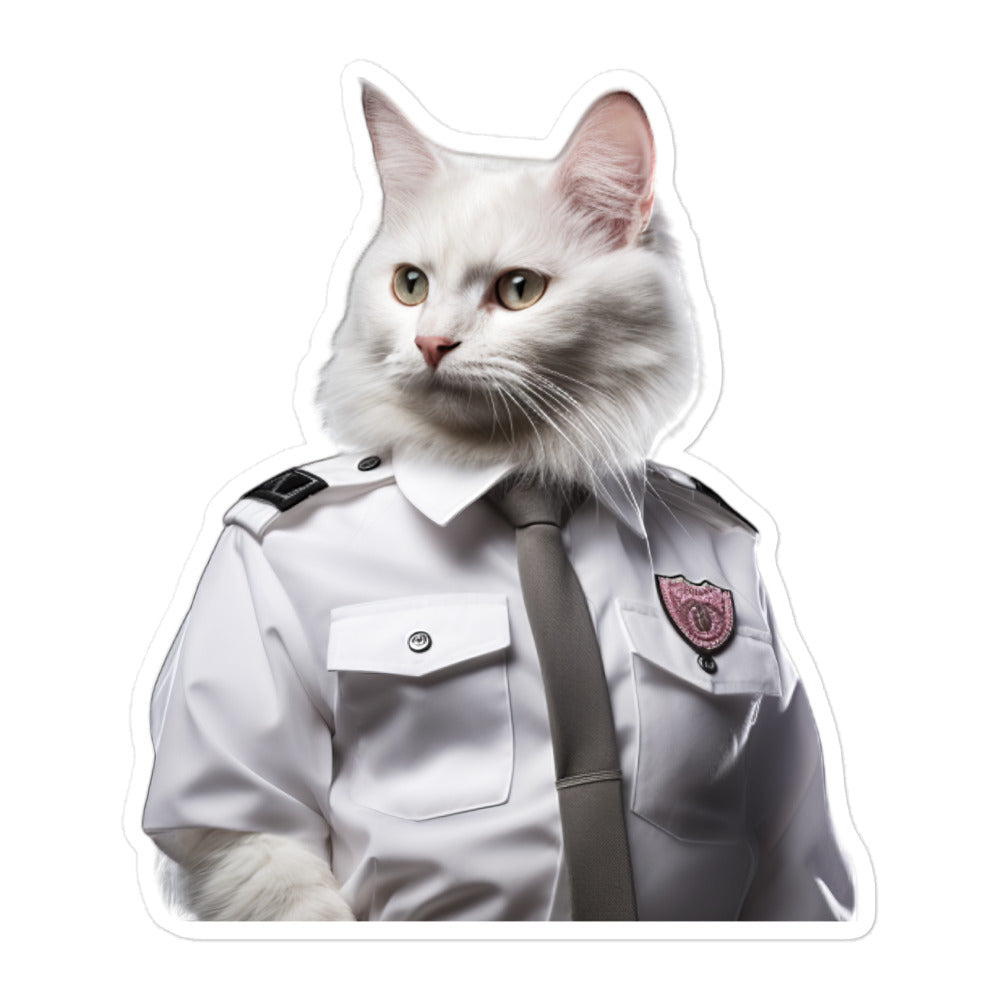 Turkish Angora Security Officer Sticker - Stickerfy.ai