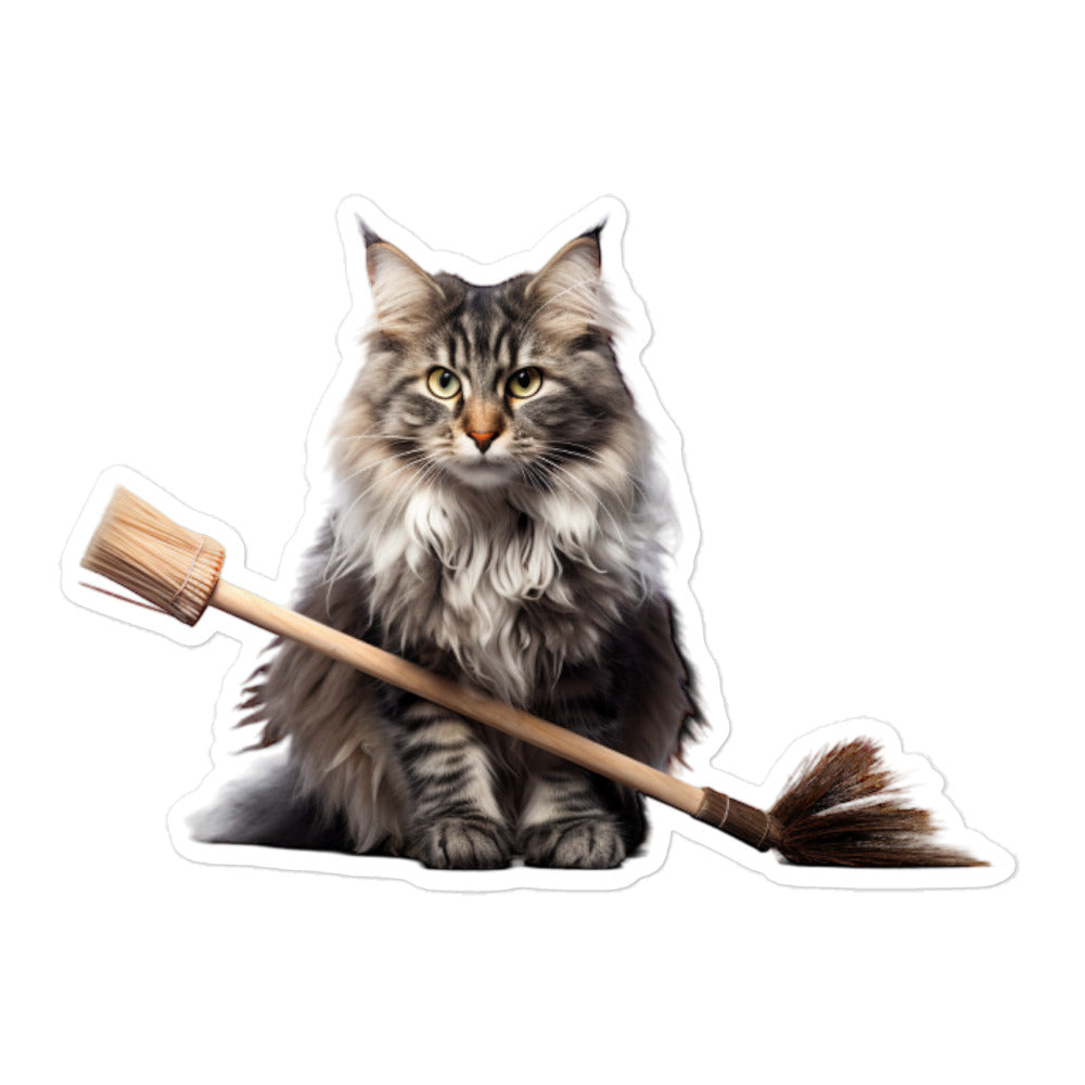 Norwegian Forest Janitor Sticker - Stickerfy.ai