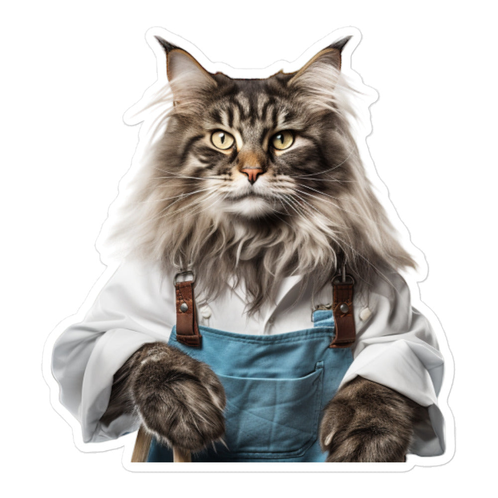 Norwegian Forest Janitor Sticker - Stickerfy.ai