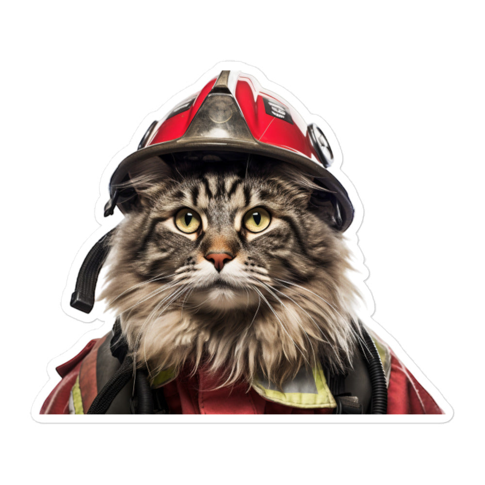 Norwegian Forest Firefighter Sticker - Stickerfy.ai