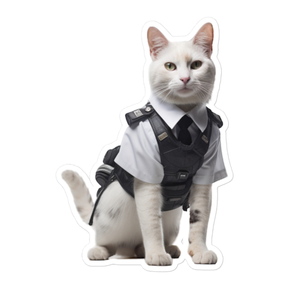 Japanese Bobtail Security Officer Sticker - Stickerfy.ai