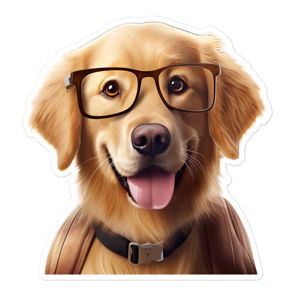 Golden Retriever Student Sticker - Stickerfy.ai