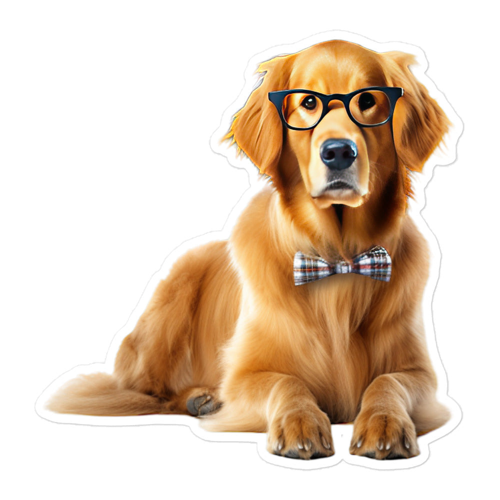 Golden Retriever Student Sticker - Stickerfy.ai