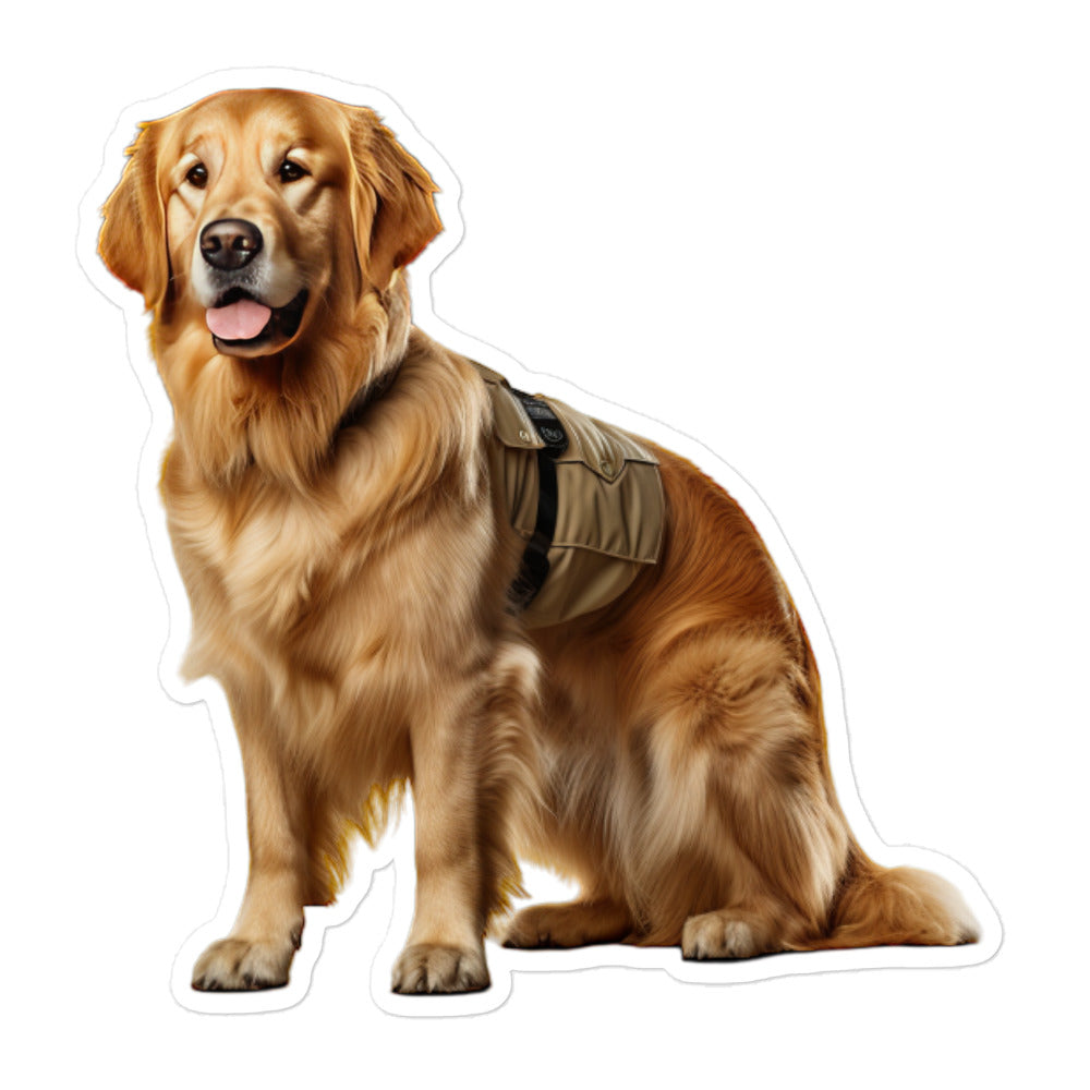 Golden Retriever Security Officer Sticker - Stickerfy.ai