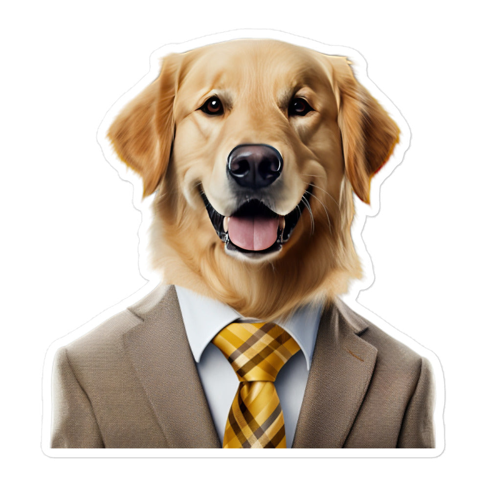Golden Retriever Sales Consultant Sticker - Stickerfy.ai