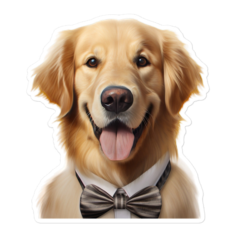 Golden Retriever Sales Consultant Sticker - Stickerfy.ai