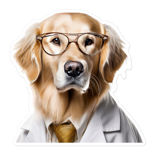 Golden Retriever Pharmacist Sticker - Stickerfy.ai