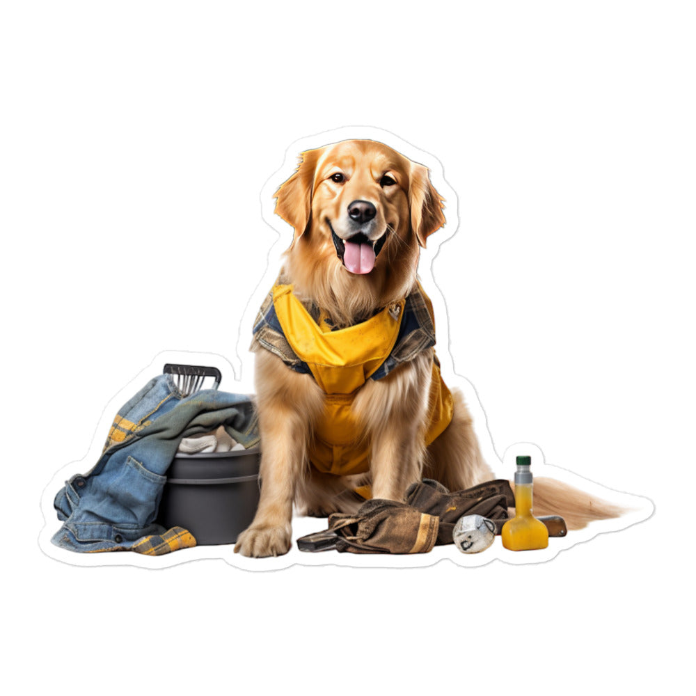 Golden Retriever Janitor Sticker - Stickerfy.ai