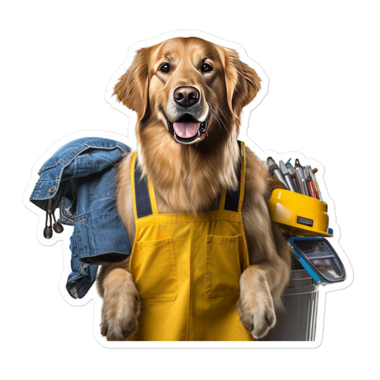 Golden Retriever Janitor Sticker - Stickerfy.ai