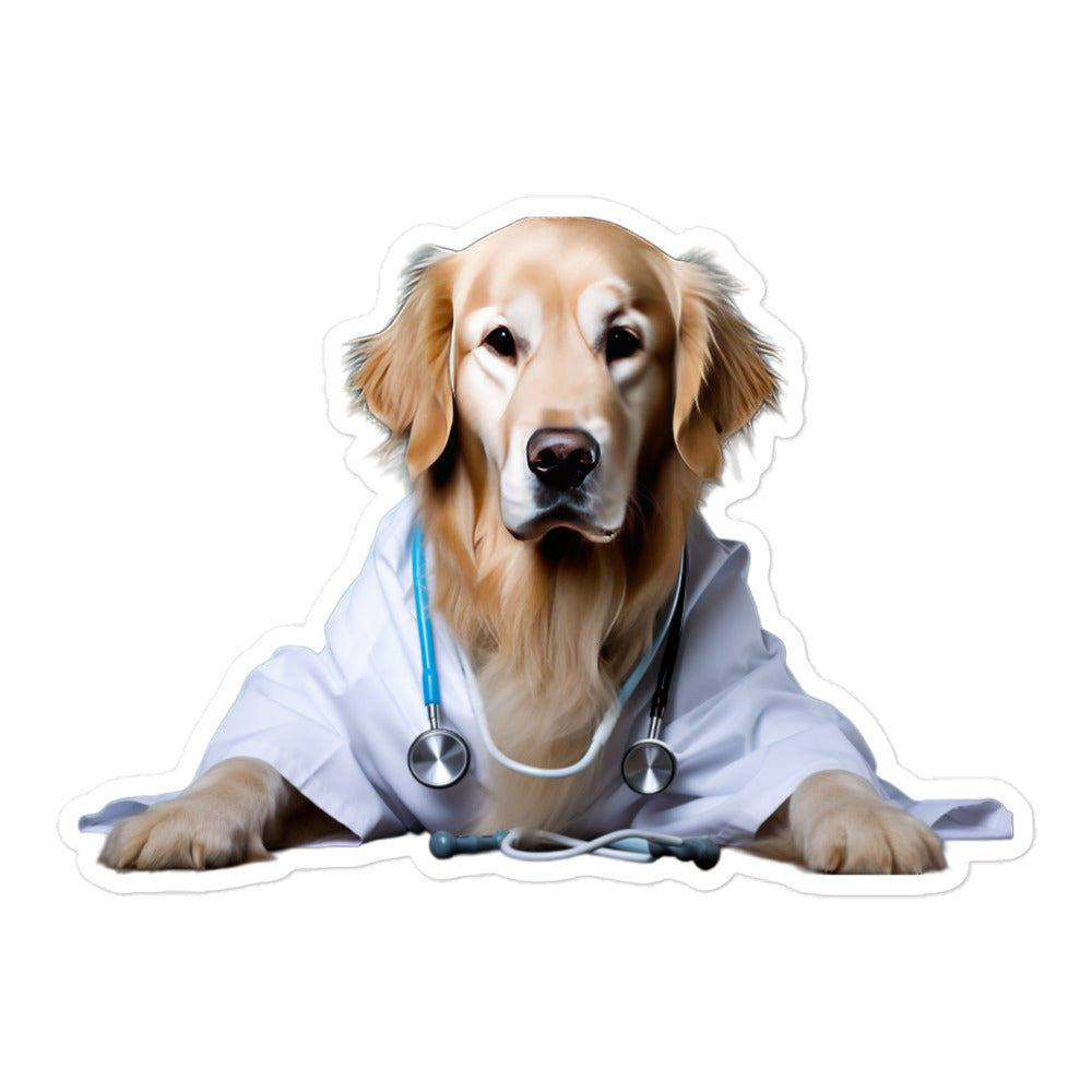Golden Retriever Doctor Sticker - Stickerfy.ai