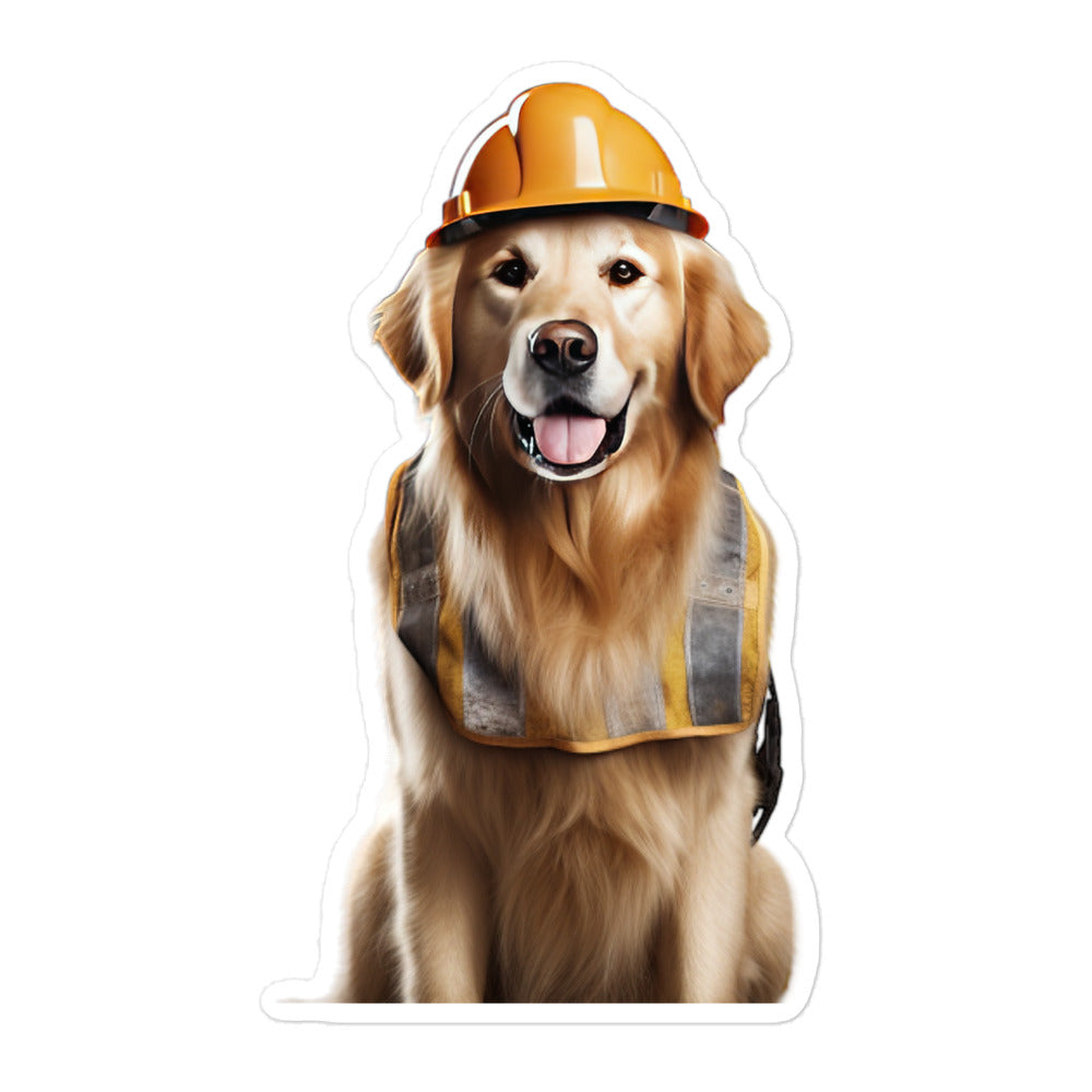 Golden Retriever Contractor Sticker - Stickerfy.ai