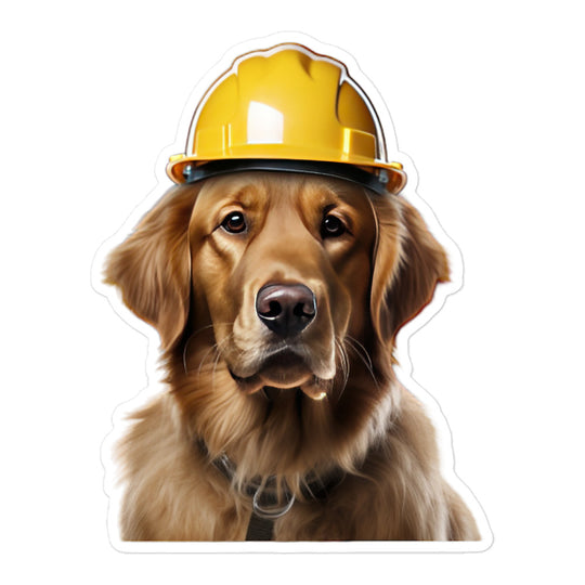 Golden Retriever Contractor Sticker - Stickerfy.ai