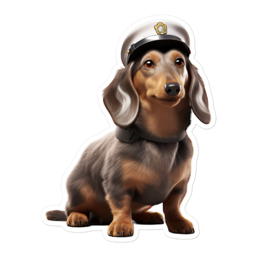 Dachshund Security Officer Sticker - Stickerfy.ai