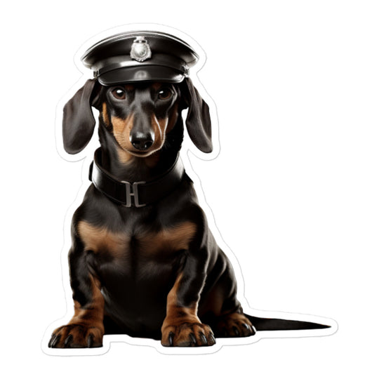 Dachshund Security Officer Sticker - Stickerfy.ai