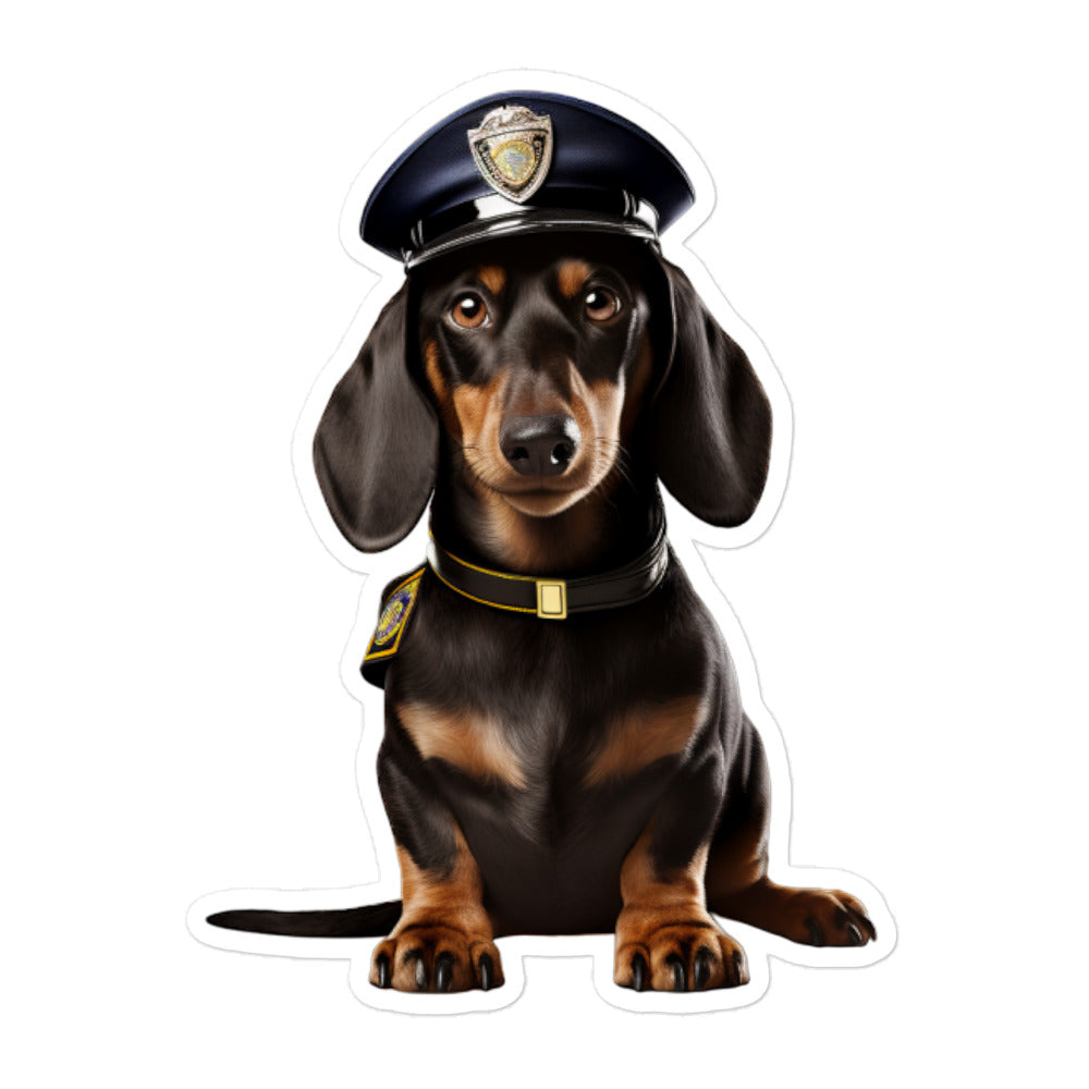 Dachshund Security Officer Sticker - Stickerfy.ai