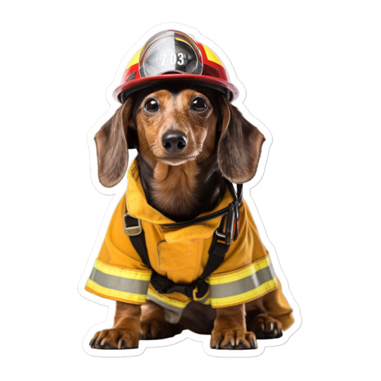 Dachshund Firefighter Sticker - Stickerfy.ai